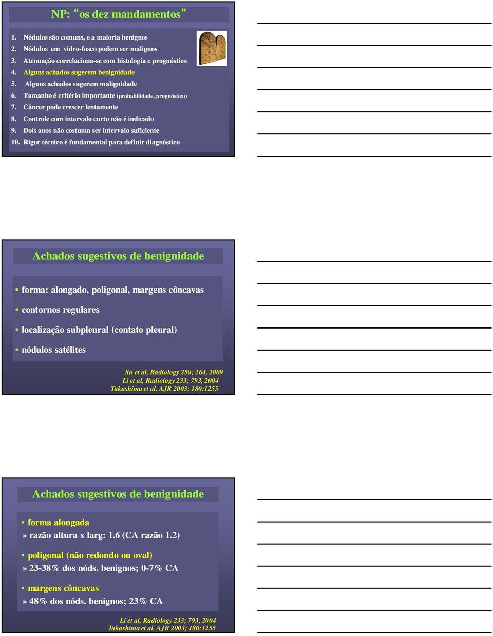 localização subpleural (contato pleural) nódulos satélites Xu et al, Radiology 250; 264, 2009 Li et al, Radiology 233; 793, 2004 Takashima et al.