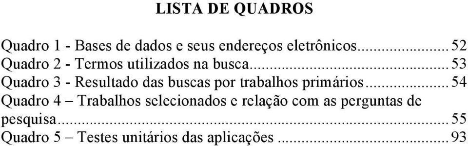 .. 53 Quadro 3 - Resultado das buscas por trabalhos primários.