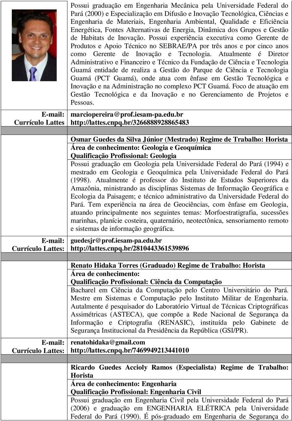 Possui experiência executiva como Gerente de Produtos e Apoio Técnico no SEBRAE/PA por três anos e por cinco anos como Gerente de Inovação e Tecnologia.