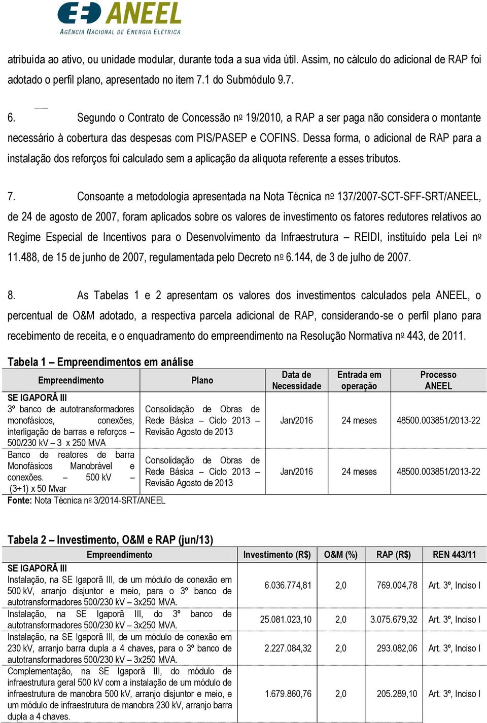 Dessa forma, o adicional de RAP para a instalação dos reforços foi calculado sem a aplicação da alíquota referente a esses tributos. 7.