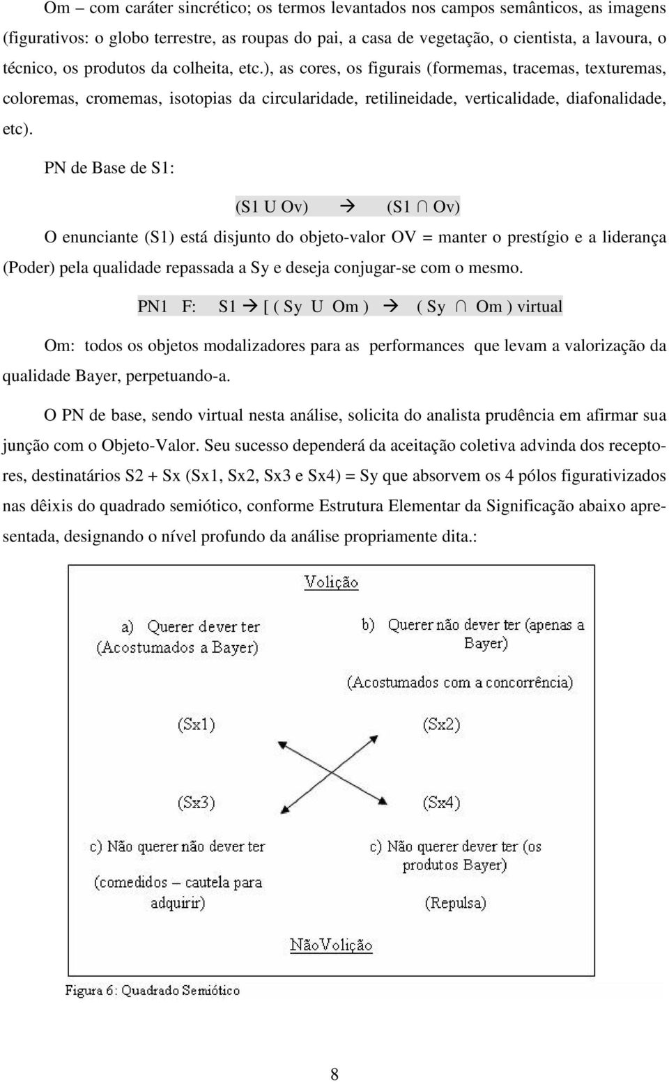 PN de Base de S1: (S1 U Ov) (S1 Ov) O enunciante (S1) está disjunto do objeto-valor OV = manter o prestígio e a liderança (Poder) pela qualidade repassada a Sy e deseja conjugar-se com o mesmo.