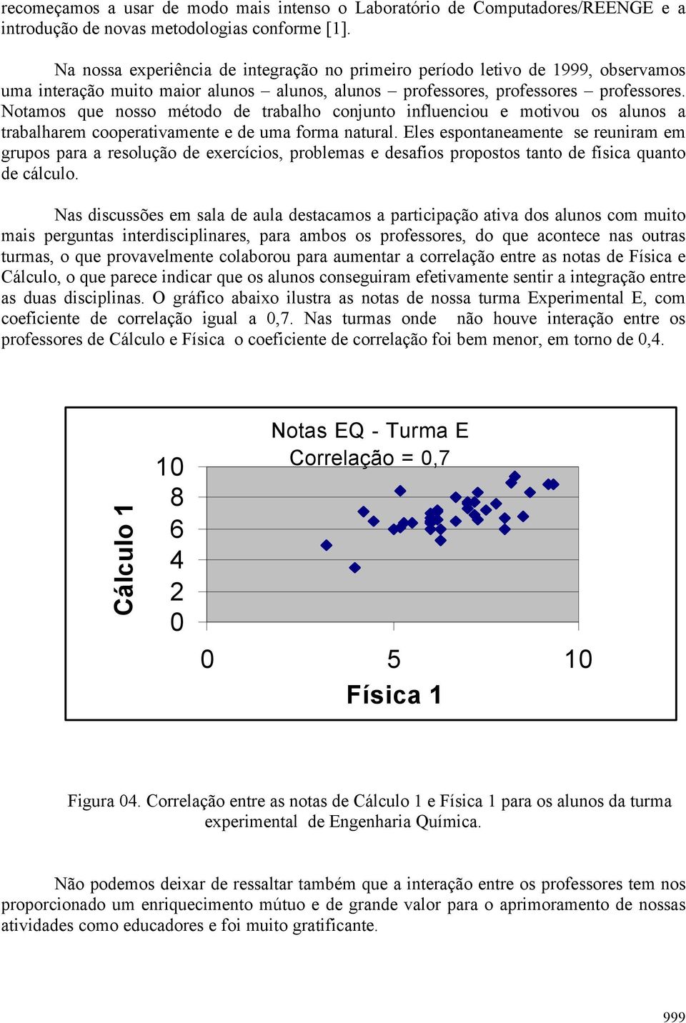 Notamos que nosso método de trabalho conjunto influenciou e motivou os alunos a trabalharem cooperativamente e de uma forma natural.