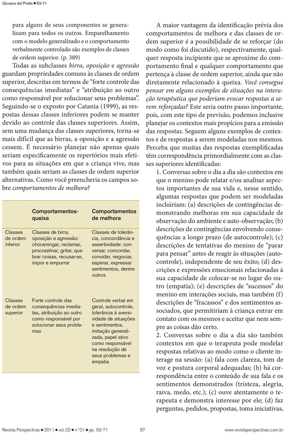 como responsável por solucionar seus problemas. Seguindo-se o exposto por Catania (1999), as respostas dessas classes inferiores podem se manter devido ao controle das classes superiores.