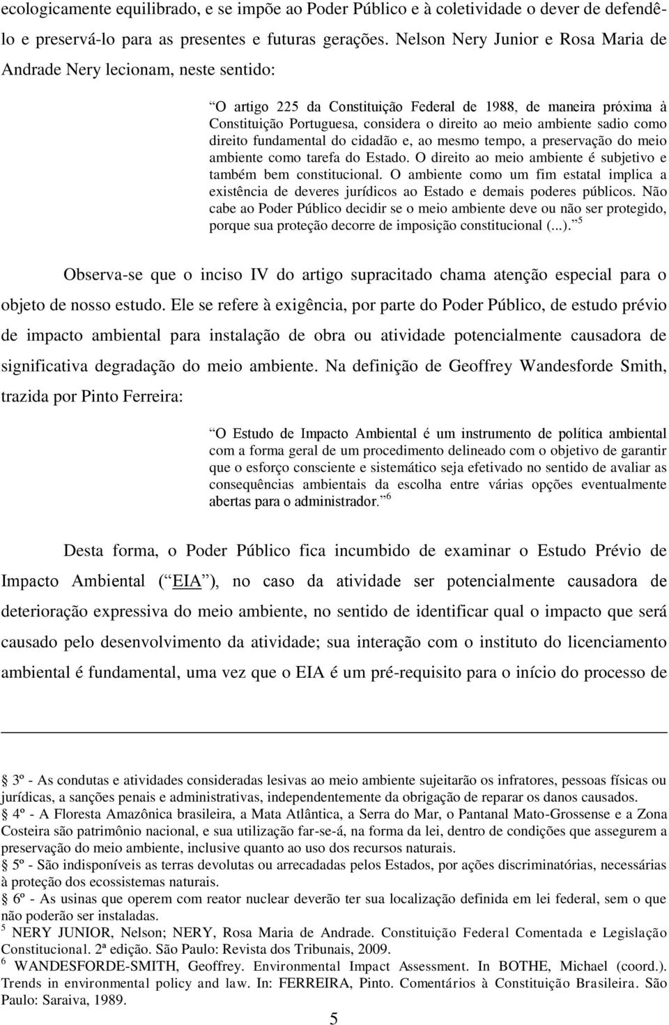 ambiente sadio como direito fundamental do cidadão e, ao mesmo tempo, a preservação do meio ambiente como tarefa do Estado. O direito ao meio ambiente é subjetivo e também bem constitucional.