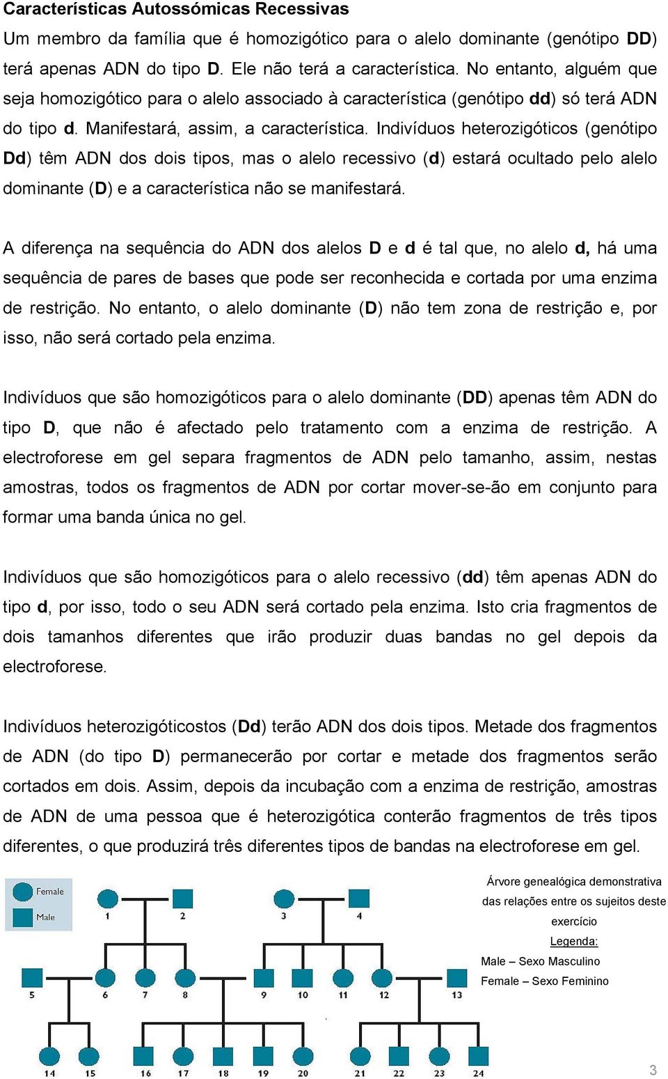 Indivíduos heterozigóticos (genótipo Dd) têm ADN dos dois tipos, mas o alelo recessivo (d) estará ocultado pelo alelo dominante (D) e a característica não se manifestará.