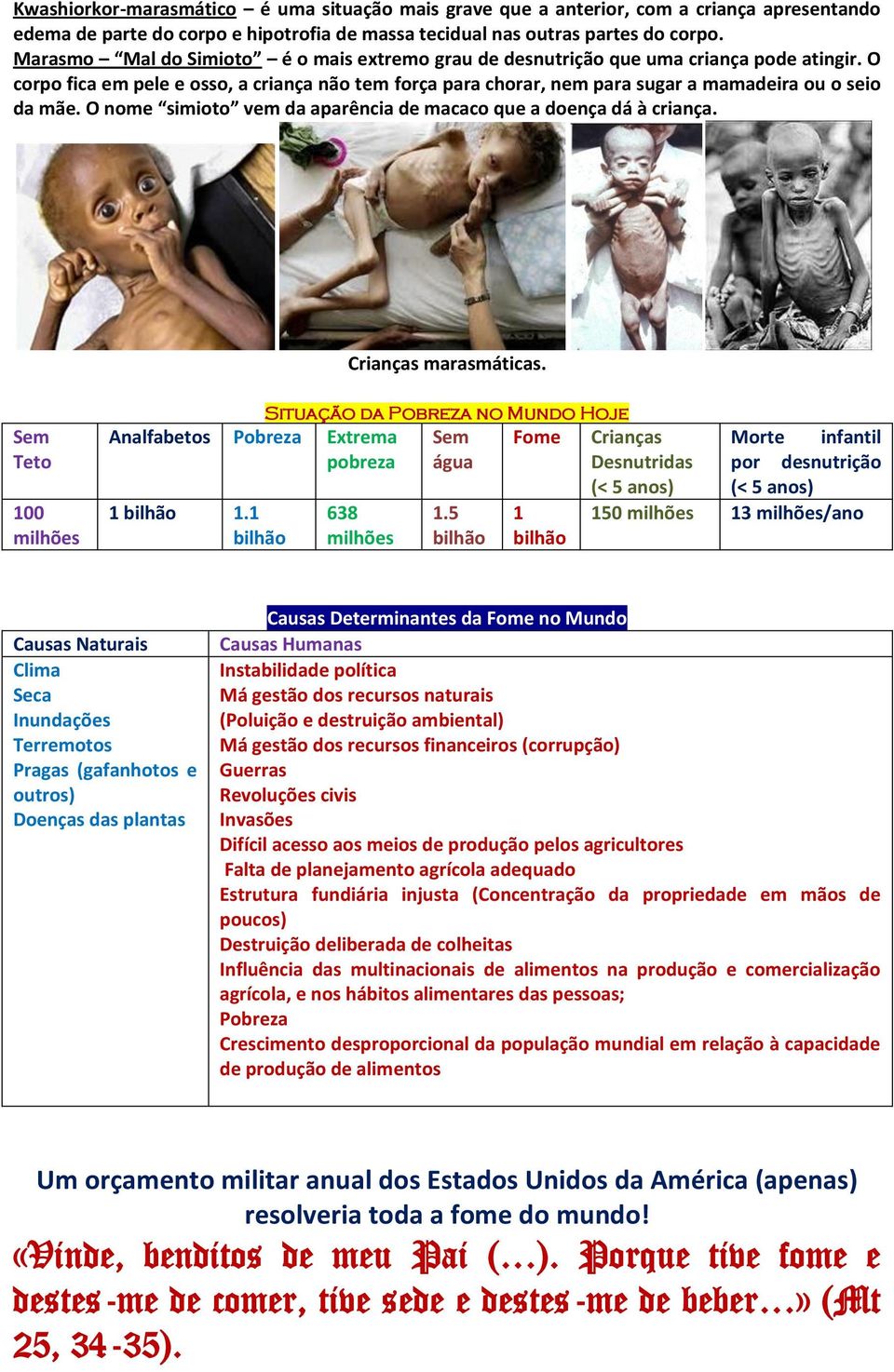 O nome simioto vem da aparência de macaco que a doença dá à criança. Crianças marasmáticas. Sem Teto 100 milhões Analfabetos Pobreza Extrema pobreza 1 1.