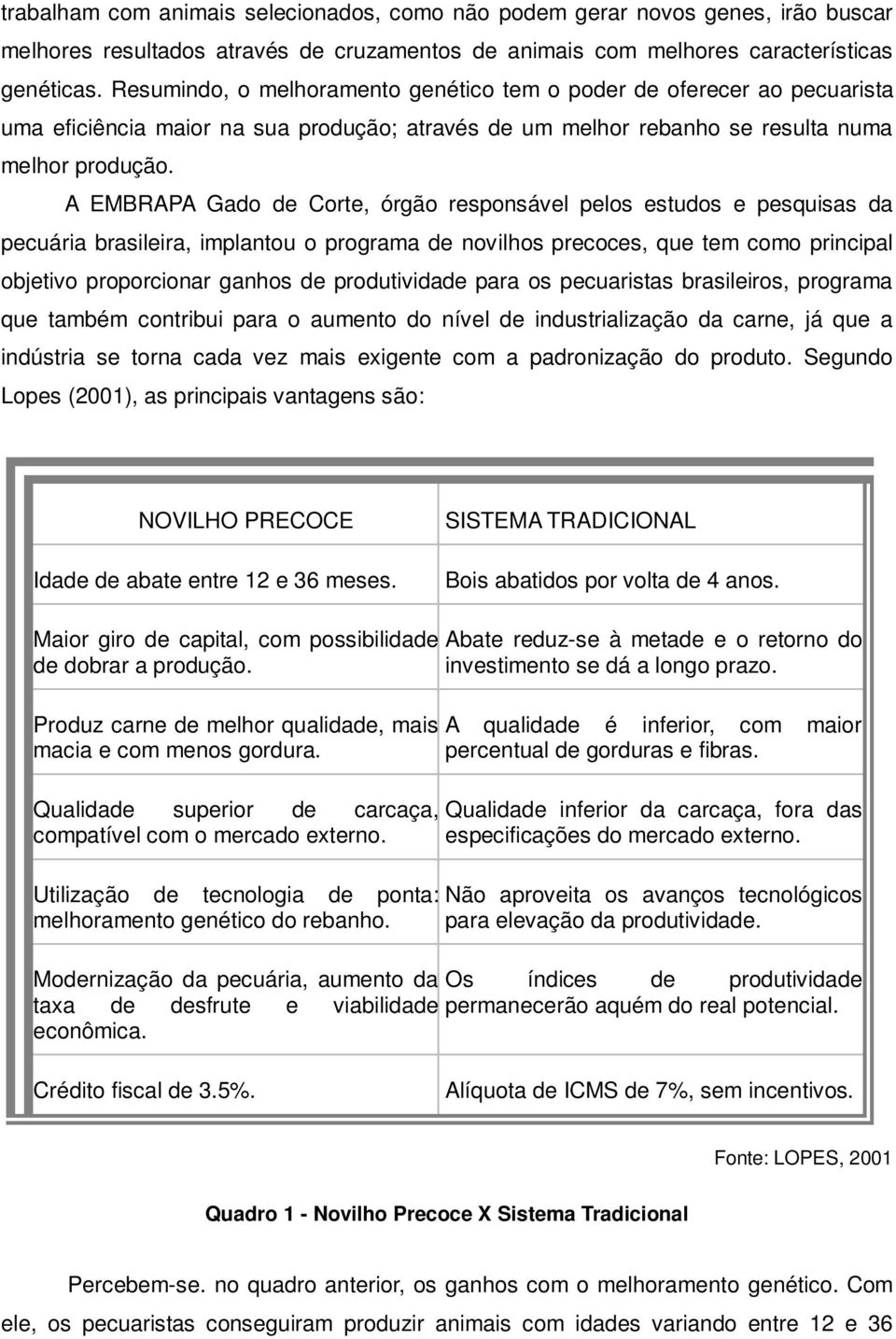 A EMBRAPA Gado de Corte, órgão responsável pelos estudos e pesquisas da pecuária brasileira, implantou o programa de novilhos precoces, que tem como principal objetivo proporcionar ganhos de