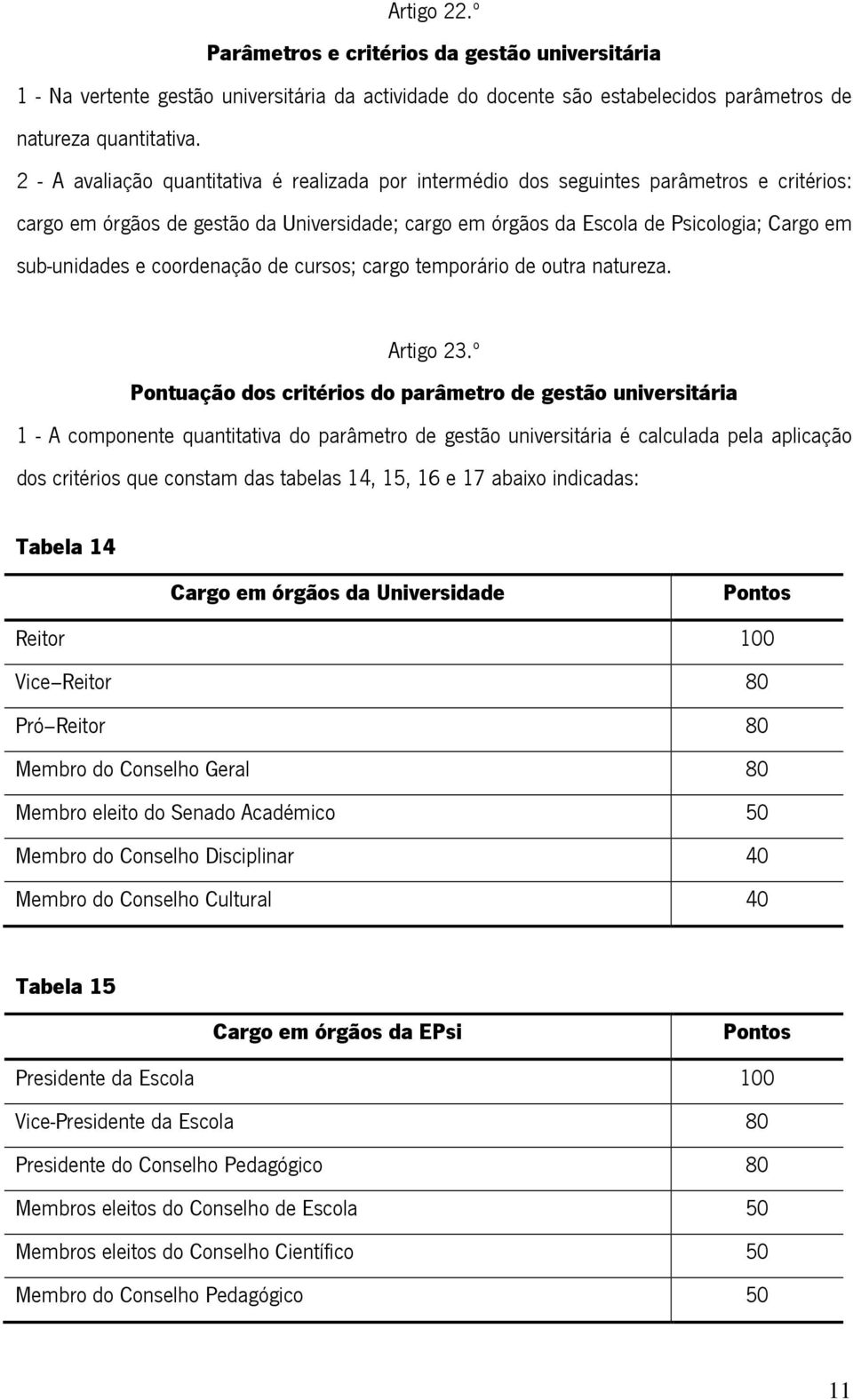 e coordenação de cursos; cargo temporário de outra natureza. Artigo 23.