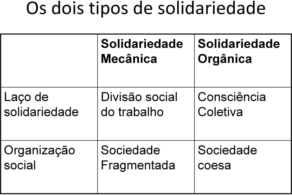 solidariedade Divisão social do trabalho