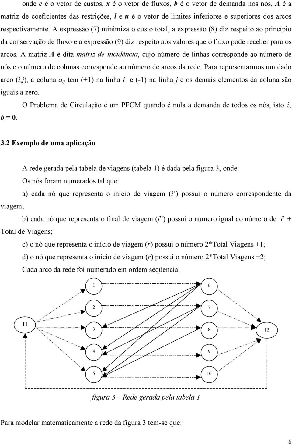 A expressão (7) minimiza o custo total, a expressão (8) diz respeito ao princípio da conservação de fluxo e a expressão (9) diz respeito aos valores que o fluxo pode receber para os arcos.