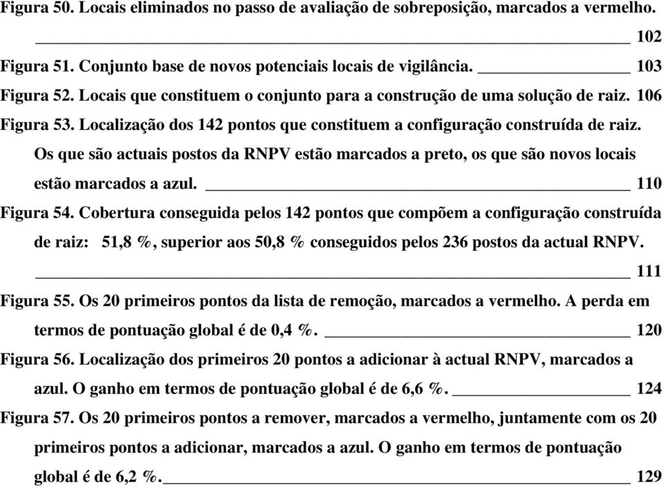 Os que são actuais postos da RNPV estão marcados a preto, os que são novos locais estão marcados a azul. 110 Figura 54.