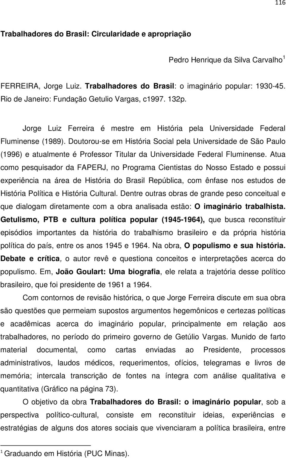 Doutorou-se em História Social pela Universidade de São Paulo (1996) e atualmente é Professor Titular da Universidade Federal Fluminense.