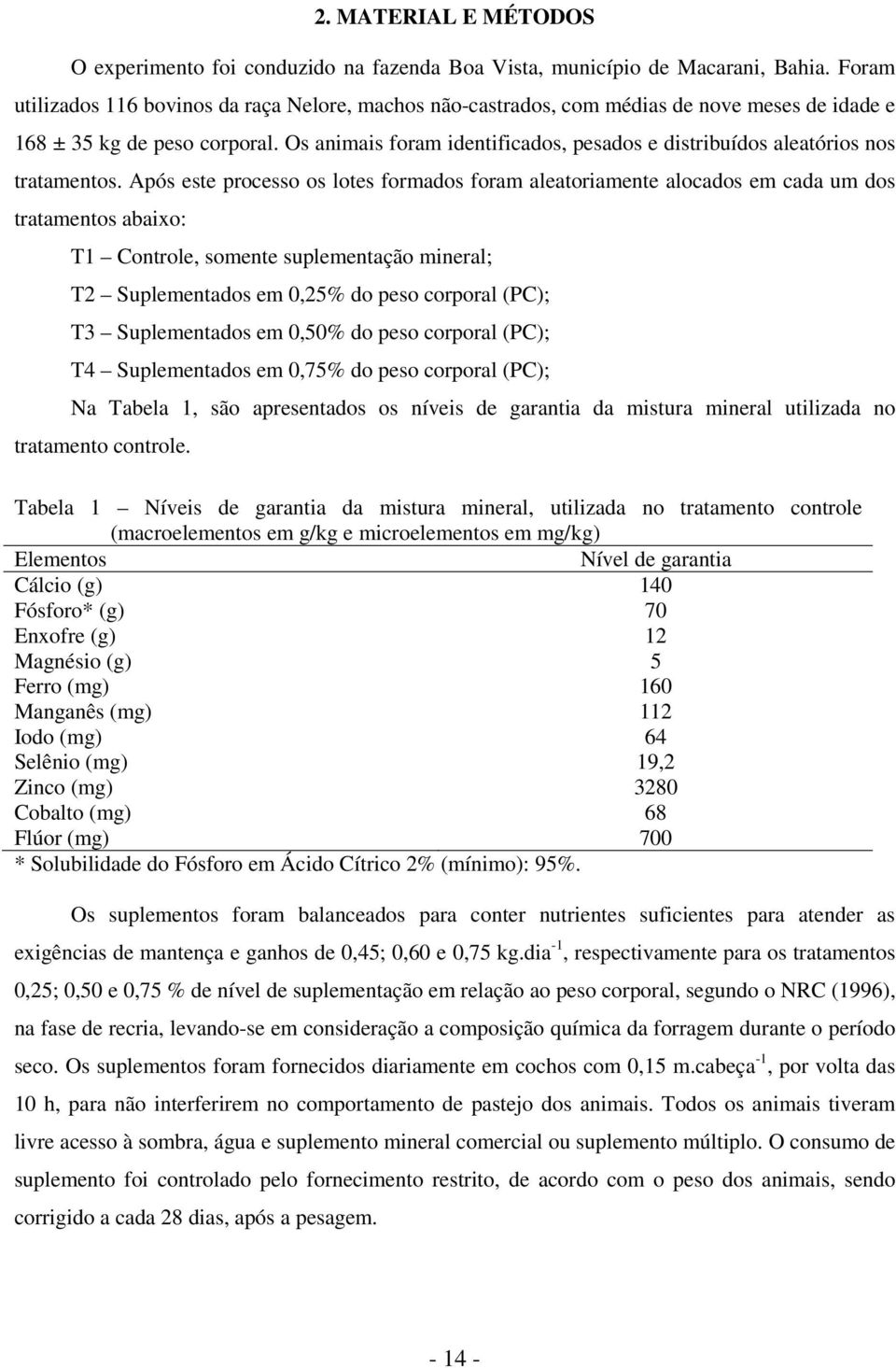 Os animais foram identificados, pesados e distribuídos aleatórios nos tratamentos.