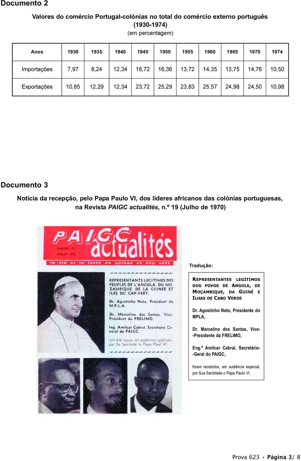 colónias portuguesas, na Revista PAIGC actualités, n.º 19 (Julho de 1970) Tradução: REPRESENTANTES LEGÍTIMOS DOS POVOS DE ANGOLA, DE MOÇAMBIQUE, DA GUINÉ E ILHAS DE CABO VERDE Dr.