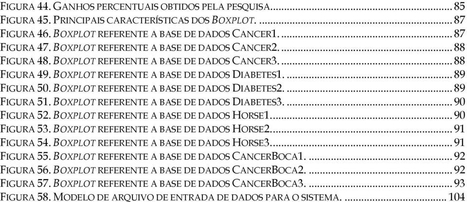 BOXPLOT REFERENTE A BASE DE DADOS DIABETES2.... 89 FIGURA 51. BOXPLOT REFERENTE A BASE DE DADOS DIABETES3.... 90 FIGURA 52. BOXPLOT REFERENTE A BASE DE DADOS HORSE1.... 90 FIGURA 53.