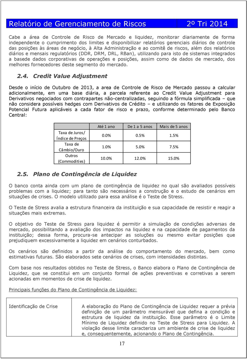 corporativas de operações e posições, assim como de dados de mercado, dos melhores fornecedores deste segmento do mercado. 2.4.