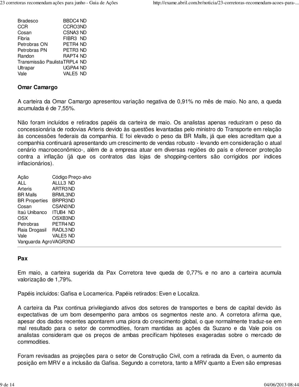 Os analistas apenas reduziram o peso da concessionária de rodovias Arteris devido às questões levantadas pelo ministro do Transporte em relação às concessões federais da companhia.