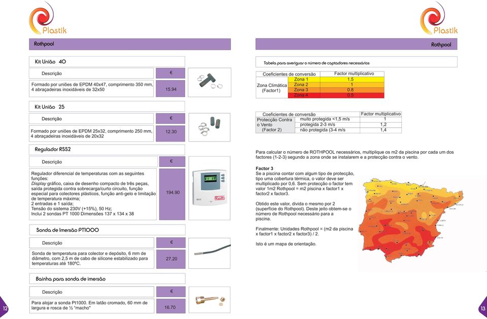 30 Coeficientes de conversão Factor multiplicativo Protecção Contra muito protegida <1,5 m/s 1 o Vento protegida 2-3 m/s 1,2 (Factor 2) não protegida (3-4 m/s 1,4 Regulador diferencial de