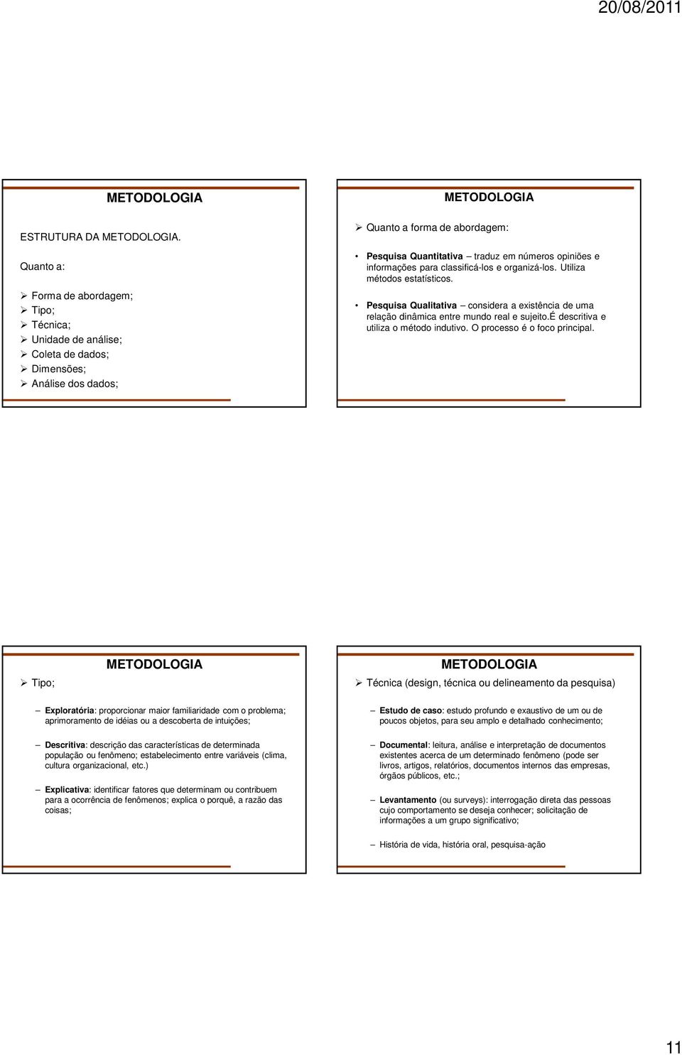 informações para classificá-los e organizá-los. Utiliza métodos estatísticos. Pesquisa Qualitativa considera a existência de uma relação dinâmica entre mundo real e sujeito.