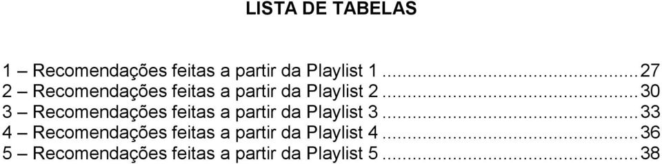 .. 30 3 Recomendações feitas a partir da Playlist 3.