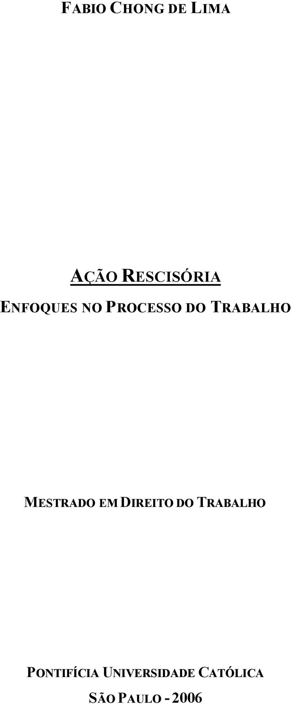 MESTRADO EM DIREITO DO TRABALHO