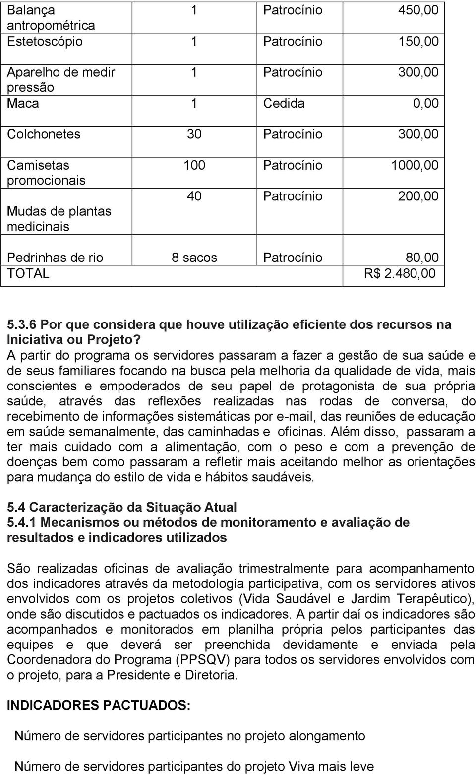 6 Por que considera que houve utilização eficiente dos recursos na Iniciativa ou Projeto?