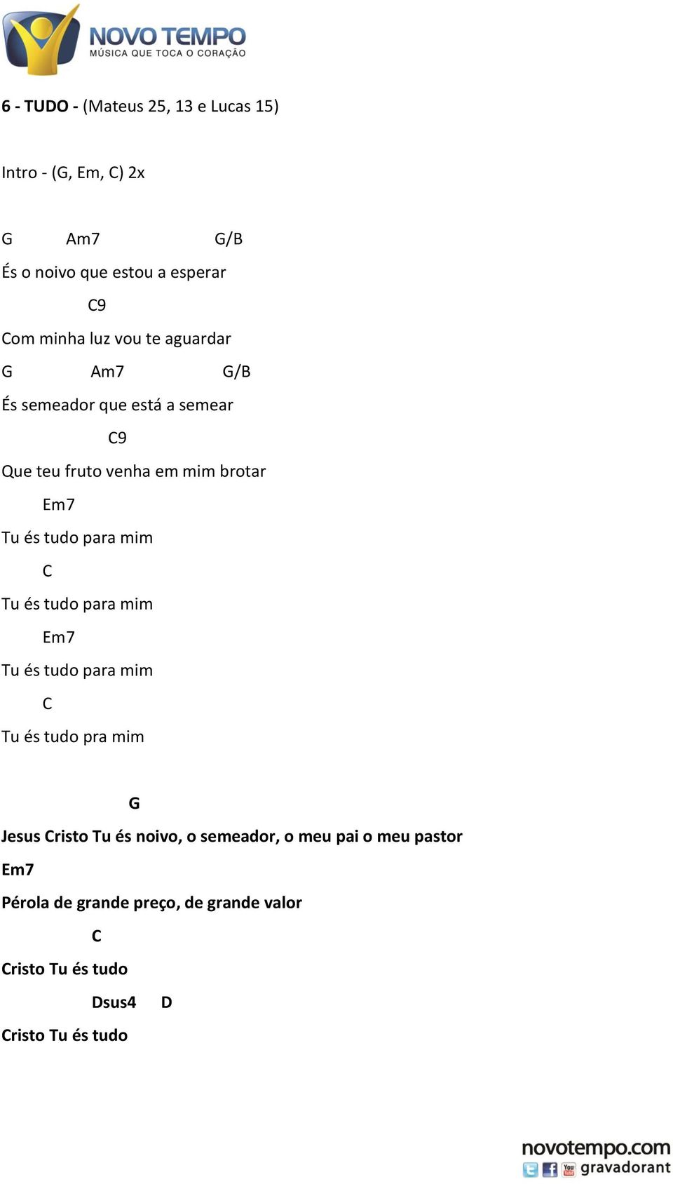 para mim Tu és tudo para mim Em7 Tu és tudo para mim Tu és tudo pra mim Jesus risto Tu és noivo, o