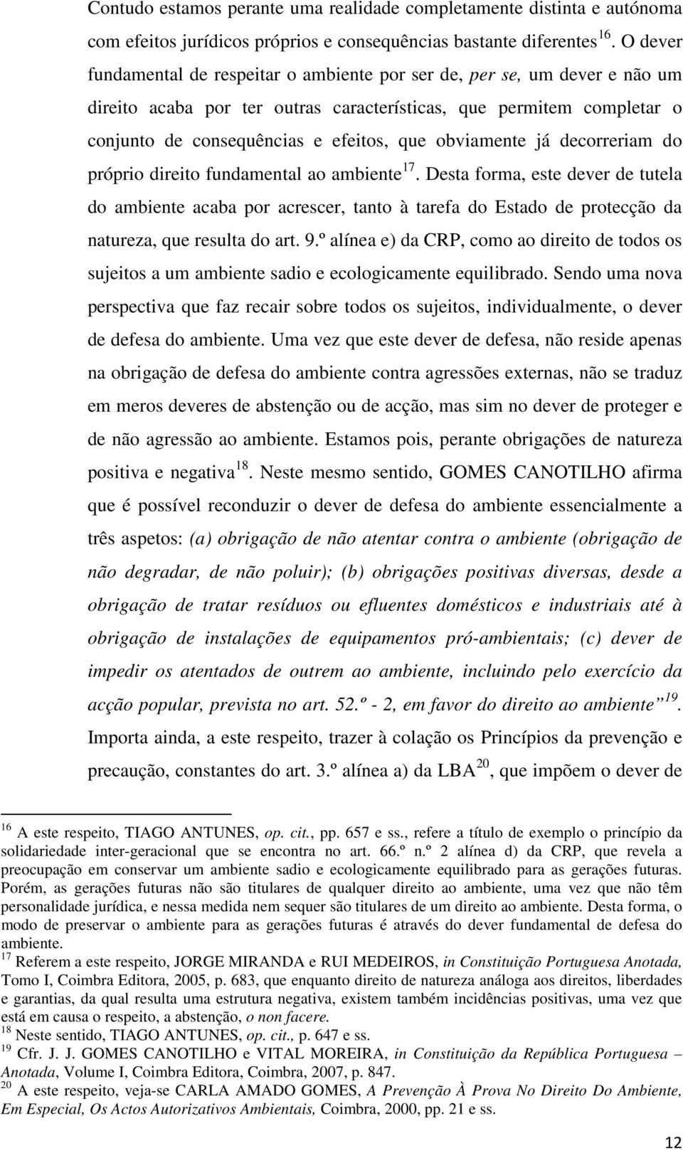 obviamente já decorreriam do próprio direito fundamental ao ambiente 17.