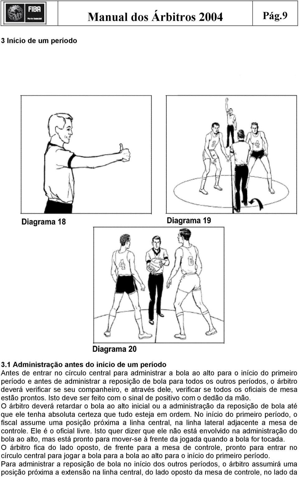 todos os outros períodos, o árbitro deverá verificar se seu companheiro, e através dele, verificar se todos os oficiais de mesa estão prontos.