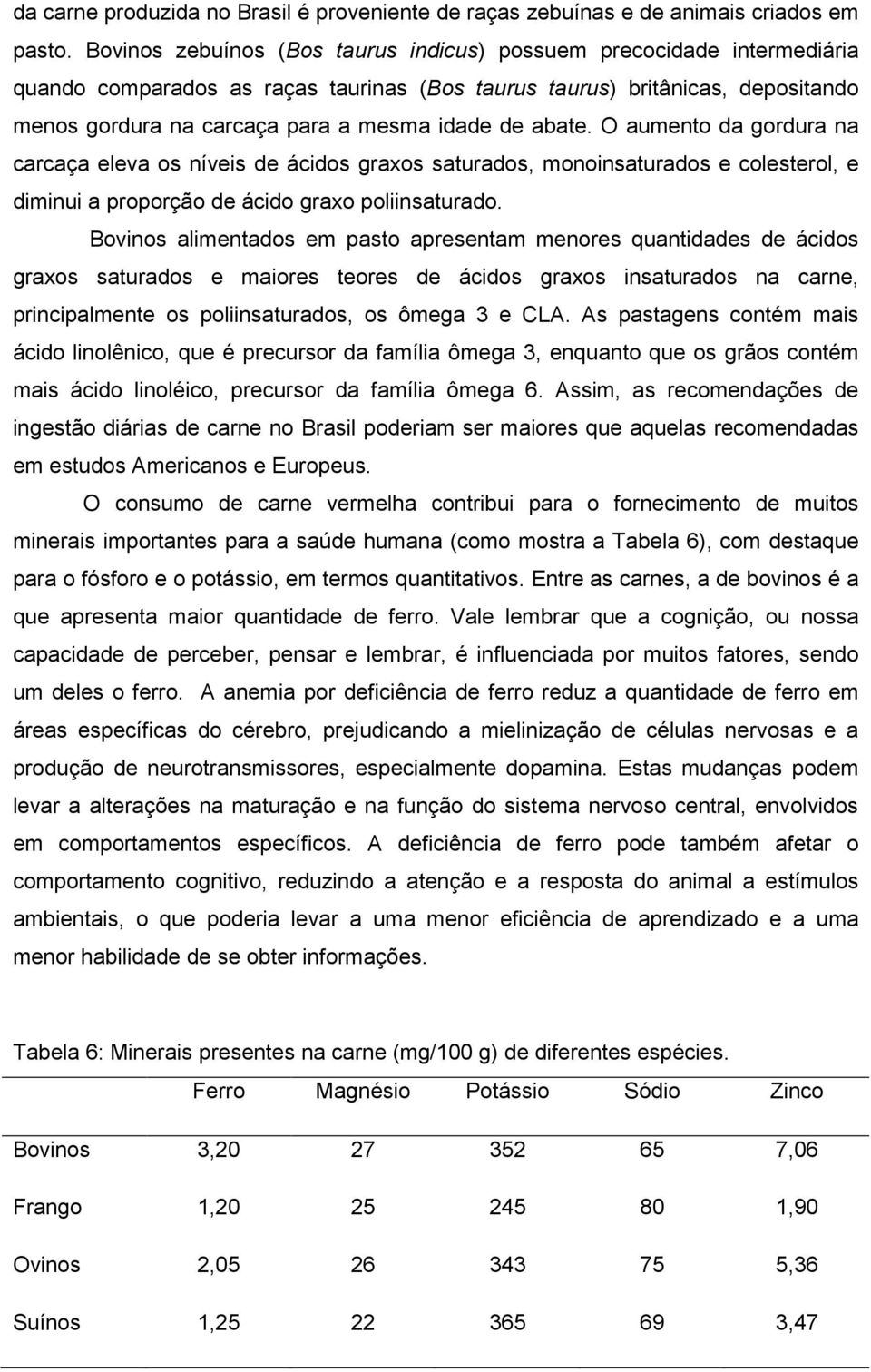 abate. O aumento da gordura na carcaça eleva os níveis de ácidos graxos saturados, monoinsaturados e colesterol, e diminui a proporção de ácido graxo poliinsaturado.