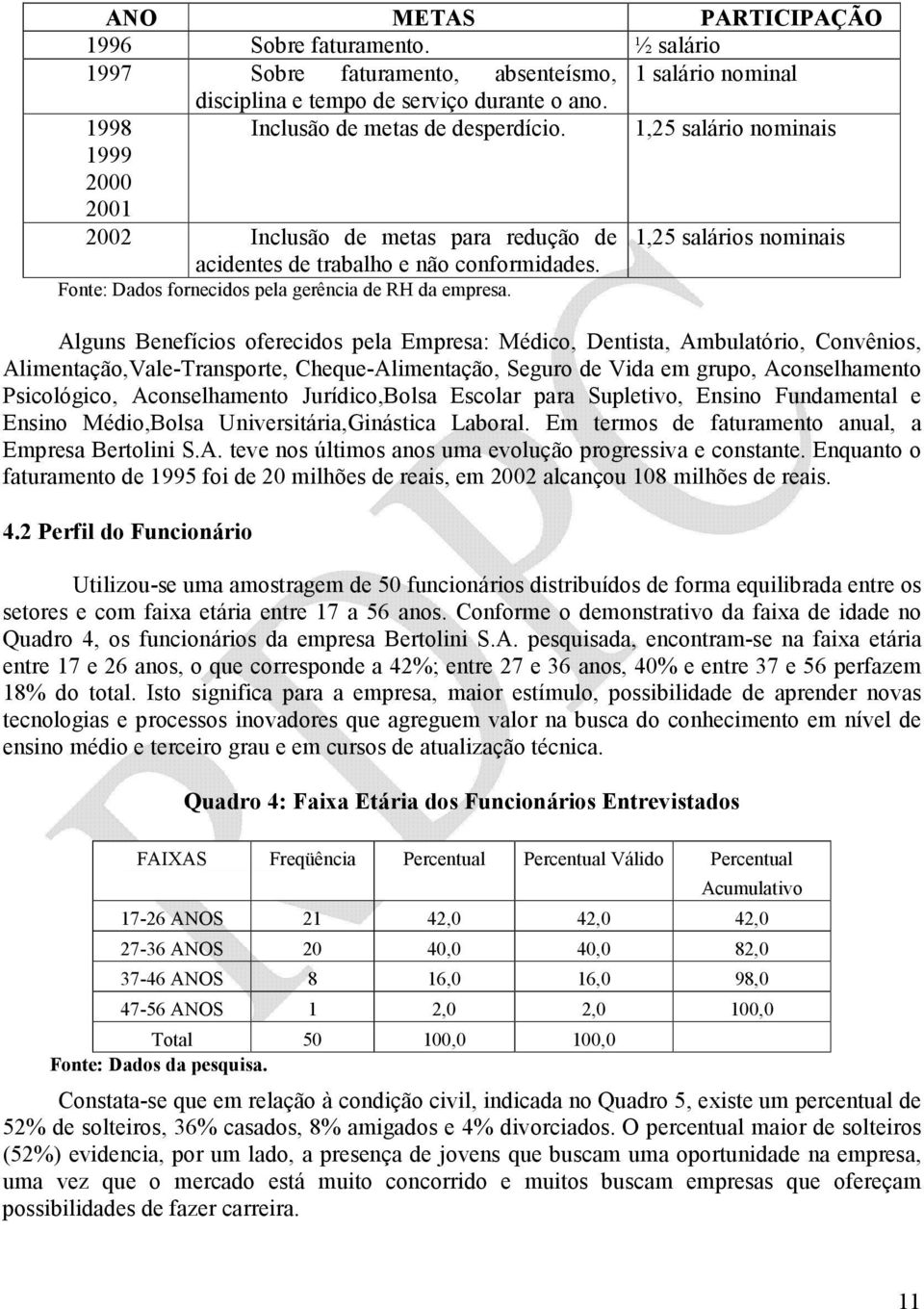 Alguns Benefícios oferecidos pela Empresa: Médico, Dentista, Ambulatório, Convênios, Alimentação,Vale-Transporte, Cheque-Alimentação, Seguro de Vida em grupo, Aconselhamento Psicológico,