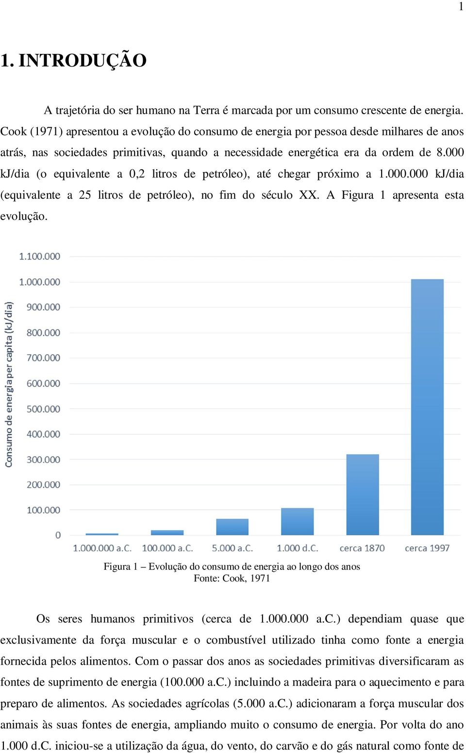 000 kj/dia (o equivalente a 0,2 litros de petróleo), até chegar próximo a 1.000.000 kj/dia (equivalente a 25 litros de petróleo), no fim do século XX. A Figura 1 apresenta esta evolução.