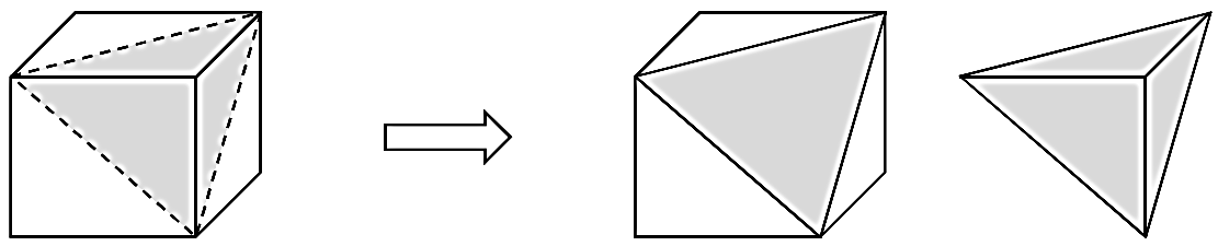 05. Um cubo de aresta cm foi seccionado or um lano, originando dois sólidos geométricos conforme indica a figura.