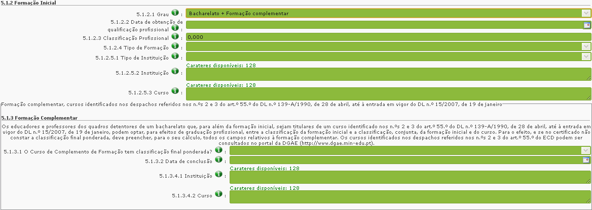 3.2.3 Formação Complementar, Formação Especializada para a Educação Especial, Diploma Espanhol de Língua Estrangeira (DELE) Superior de Nível C2 (campo 5.1.