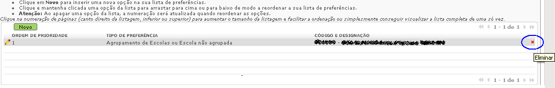 ordem crescente do código de agrupamento de escolas ou escola não agrupada. Imagem 28 Preferências Docentes inseridos na 1.