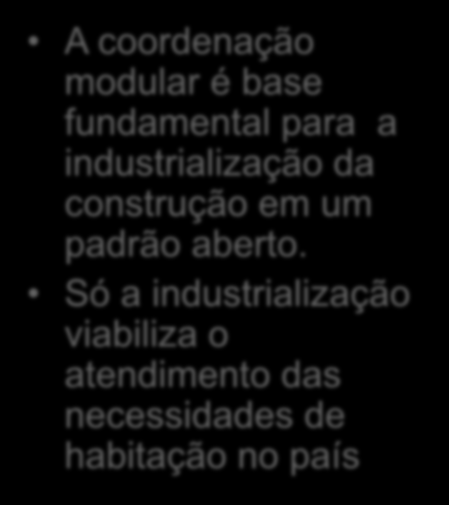 Base para industrialização A coordenação modular é