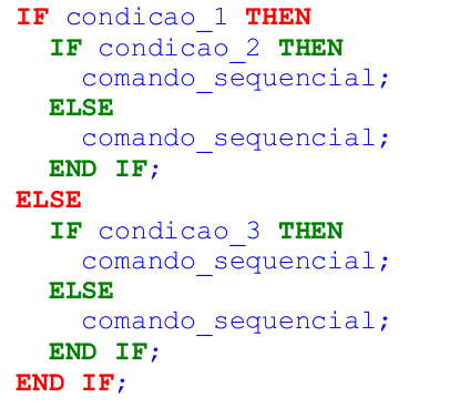 COMANDOS SEQUENCIAIS Construção IF ELSE Também é possível aninhar vários IF