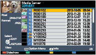 (Exemplo) Dependendo da condição do servidor de mídia, você poderá ter que selecionar a pasta antes de selecionar o arquivo.