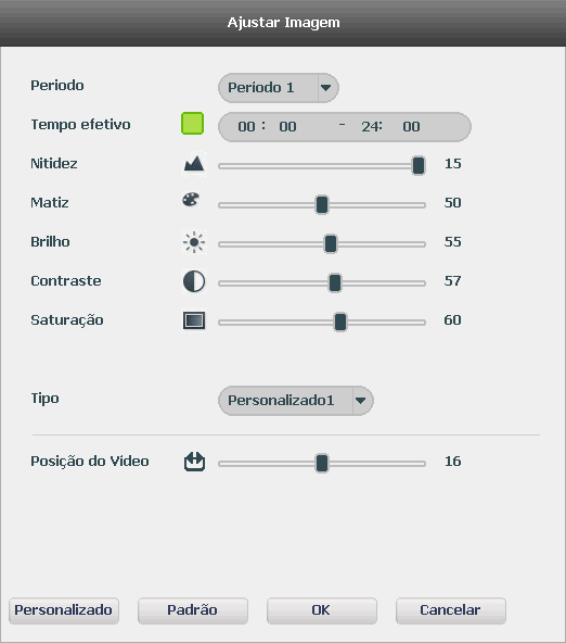 Autofoco A interface de Autofoco é apresentada conforme a imagem a seguir: Autofoco» Zoom: ajusta o zoom da câmera. Clique em ou para alterar o intervalo entre uma posição e outra.