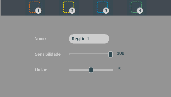 Movimento O menu de detecção será exibido conforme a imagem a seguir: Detectar movimento» Canal: selecione o canal no qual deseja implementar a detecção de movimento.