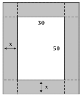 05) Em uma loja de arte, a moldura de um quadro, ilustrada abaixo, tem largura x.