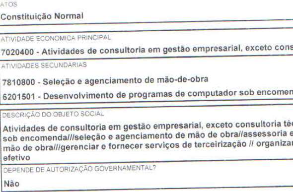 A atividade da empresa deverá constar de forma clara e