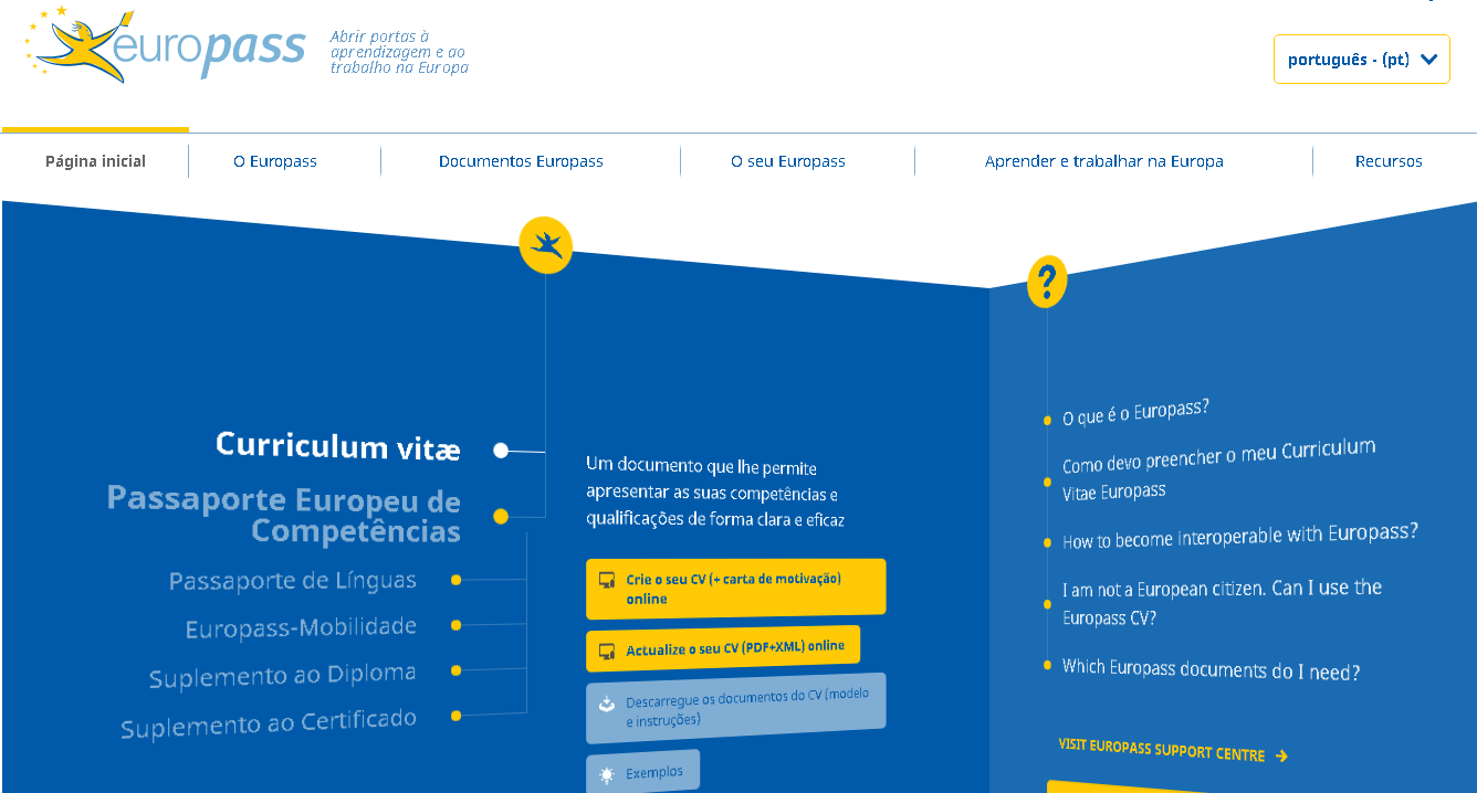 Ferramentas Portal EUROPASS