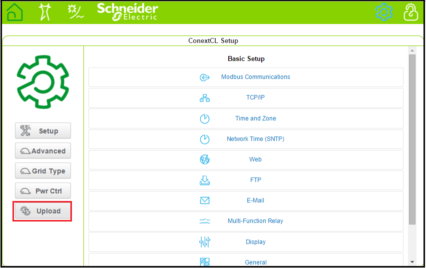 Processo de atualização de firmware Figura 5-12 Ecrã do painel de instrumentos da página Web 3. Clique no ícone Settings( ).