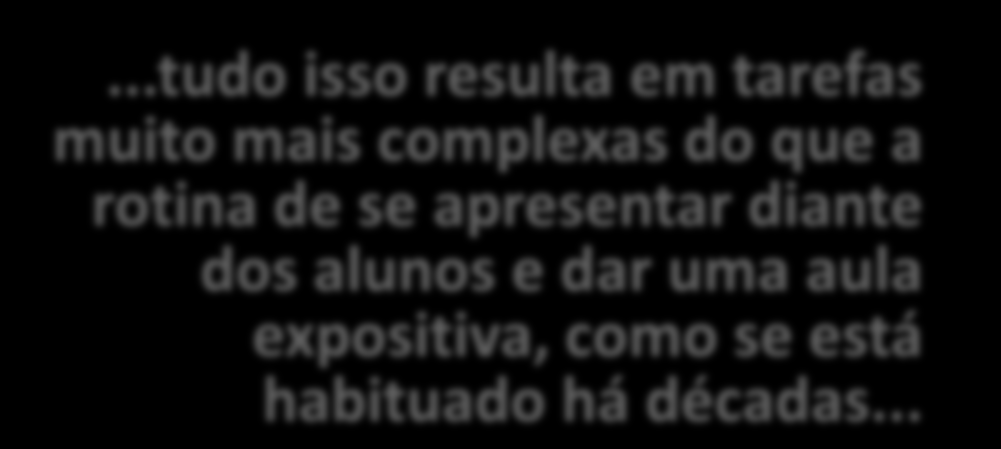 Outros requisitos docentes para prática da ABP Maior desafio da ABP: maioria dos profs.