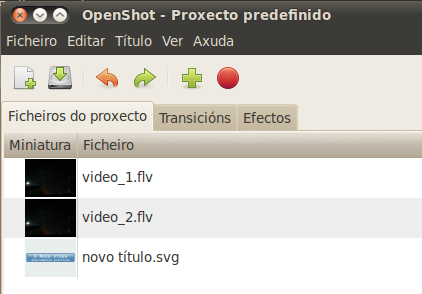 Deseguido, aparecen varios modelos de títulos que ten OpenShot Vídeo Editor; elixiremos un deses modelos. 3.