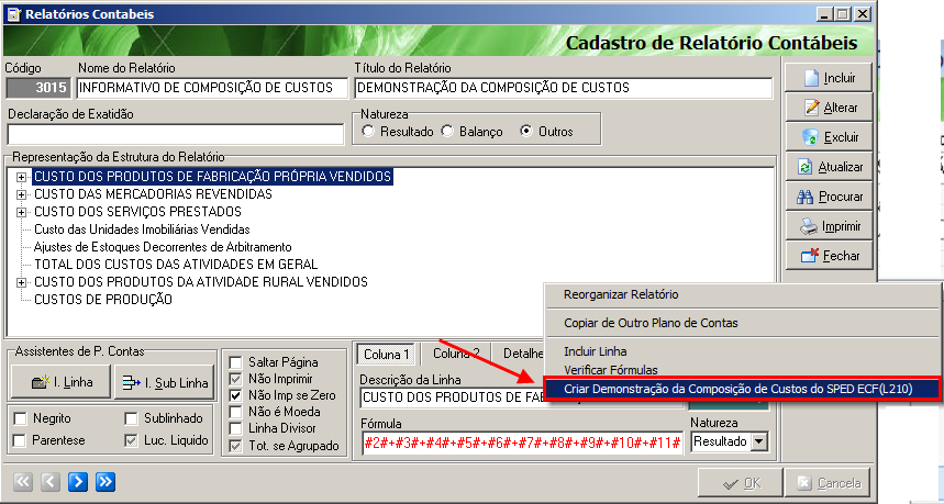 As fórmulas da coluna 1 também serão geradas automaticamente de acordo