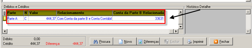 Deve ser informado, também, a relação do lançamento da Parte A.