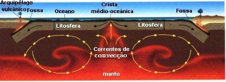 As placas litosféricas flutuam sobre a astenosfera plástica e flexível (manto).