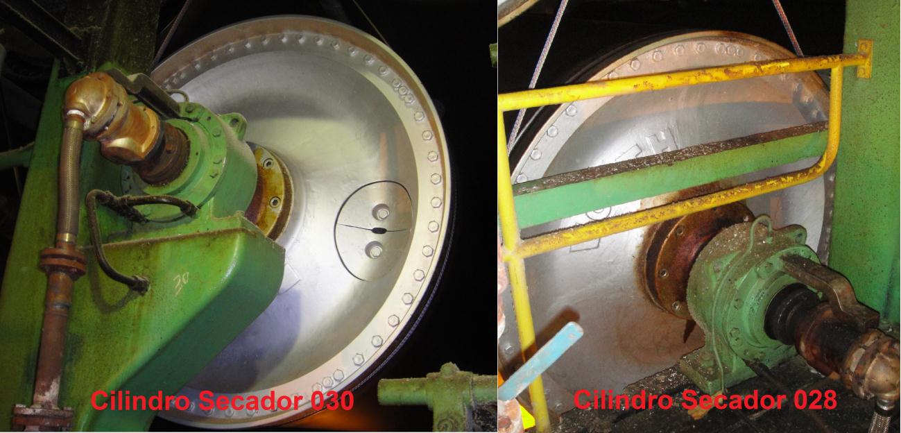 8 pode ser observado na Figura 4.1.2. Caso os cilindros secadores parem de funcionar, a máquina de secagem de celulose deixa de operar por diversas horas, impactando em grandes prejuízos financeiros.